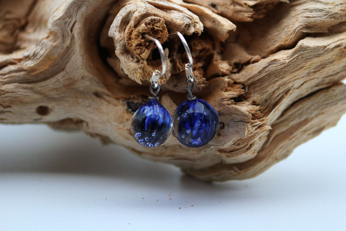 Boucles d'oreilles boule implosion bleu