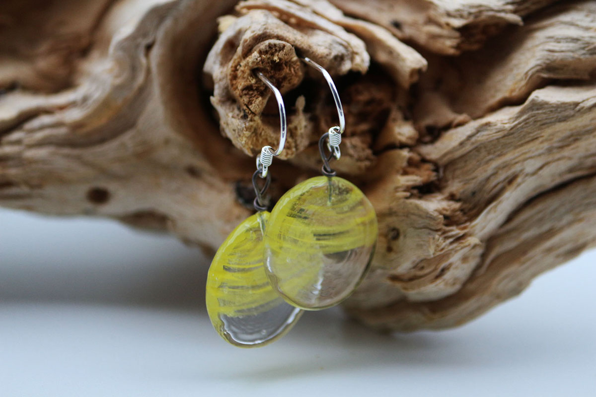 Boucles d'oreilles disque jaune